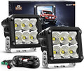 Nilight 2 PCS 4 Inch 120W 120° Super Flood Square LED Pod Lights