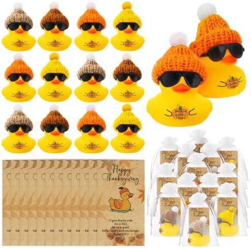 Liliful 24 Sets Thanksgiving Christian Rubber Ducks Fall Goodies by Liliful