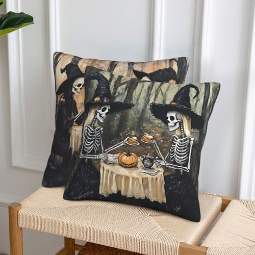Vintage Skull Throw Pillow Covers 18x18 inch Set of 2 Pillow Case Cushion Cover for Home Sofa Couch Living Room Car Decor - Image 4