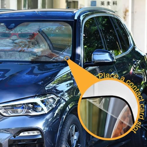 Fun Cute Cat Driving Car Windshield Sun Shade Foldable UV Ray Sun Visor Protector Sunshade to Keep Your Vehicle Cool (57" x 31.5")