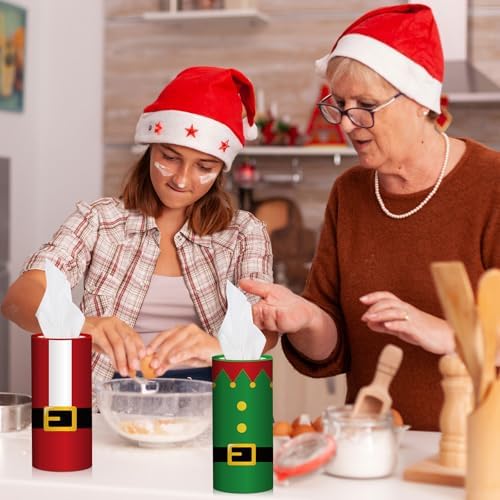 Hushee 4 Pcs Christmas Car Tissue Cylinders with 200 Tissues (Christmas) - Image 5