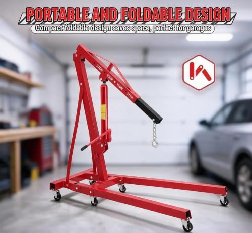 2 Ton Foldable Engine Hoist Cherry Picker Hydraulic Crane 6 Steel Casters - Image 6