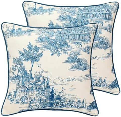 patdrea Designer French Vintage Throw Pillow Cover,18"x18",Set of 2 by patdrea