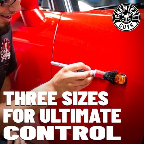 Chemical Guys All in the Details Exterior Detailing Brushes - 3-Piece Soft Scratch-Free Brushes for Wheels, Bumpers, Grilles, Badging & Tight Exterior Gaps on Cars, Trucks, SUVs & More