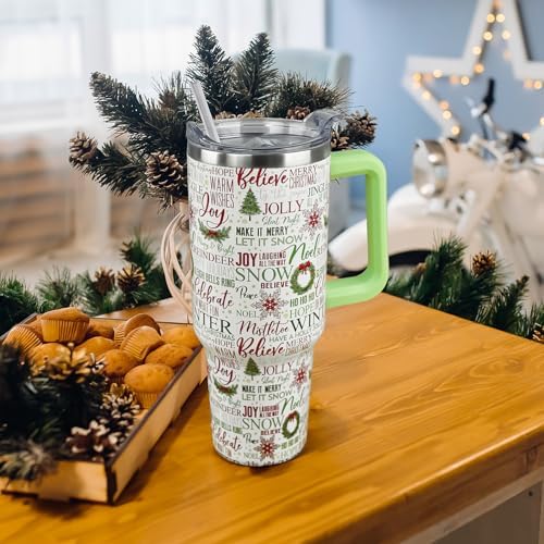 Christmas Tumbler 40 oz Xmas Tree Cup Winter Coffee Travel Mug Stainless Steel Insulated Cups Joy Holiday Water Bottle Christmas Decor Gifts - Image 2