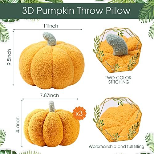 Kajaia 4 Pcs Pumpkin Pillow Fall Decor Thanksgiving, Yellow - Image 2