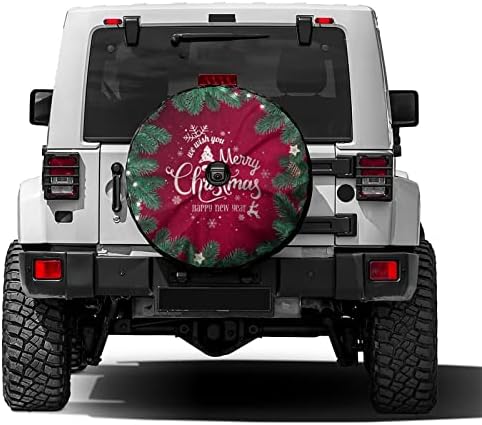 Delerain Spare Tire Cover with Backup Camera Hole Christmas Fir Branches Wheel Covers Waterproof Dust-Proof UV Sun Universal Fit for Jeep Trailer RV SUV Truck (17 Inch for Diameter 31"-33") by Delerain