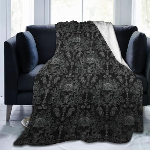 Socira Skull Blanket Skull Throw Blanket Gifts Men Soft Sofa Black Throws Travel Camping Bed for Home Car by Socira