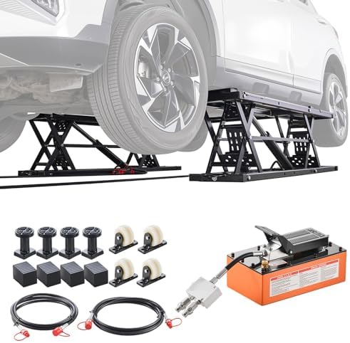 VEVOR Portable Car Lift, 5000 lbs Capacity, Heavy Duty Quick Lift with 25.6" Max Height, Pneumatic Pump, Wheels, 4 Rubber Pads & 4 Lifting Columns for Cars, Compact SUVs, Mini Trucks, Garage or Shop by VEVOR