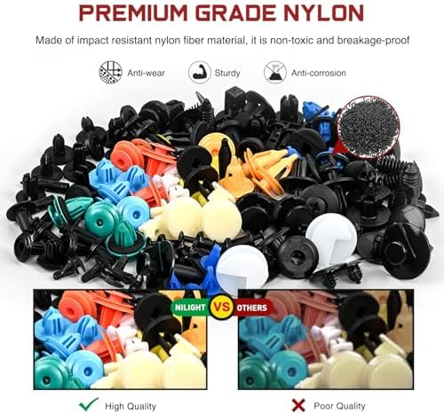 Nilight 1390Pcs Car Push Retainer Clips Auto Fasteners Kit Included 33 Most Popular Sizes Nylon Bumper Fender Rivets with 1 Fasteners Remover 10 Cable Ties for Toyota GM Ford Honda Chevy