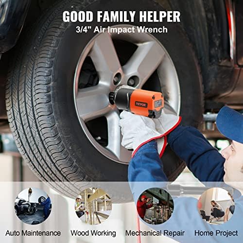 VEVOR Air Impact Wrench, 3/4-Inch Drive Air Impact Gun, Up to 1870ft-lbs Nut-busting Torque, Composite Pneumatic Impact Wrench for Auto Repairs and Maintenance Heavy Duty - Image 6