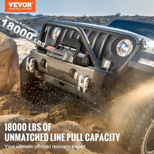 VEVOR Electric Winch, 18,000 lb Truck Trailer Jeep Winch, 12V DC 7/16 in x 85 ft Steel Cable Roller Fairlead Wireless & Wired Remote Control, IP55 Waterproof Towing for Off Road SUV Jeep Truck Trailer - Image 2