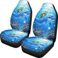 Dolphin Fish Seat Covers for Cars Front Seat, Sea Turtle Two Pack Front Seat Covers Car Seat Protectors Universal SUV Truck Van Sedans Automotive Interior Covers