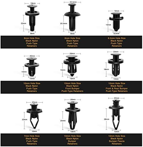 GOOACC 190 Pcs Car Retainer Clips & Fastener Remover - 18 Most Popular Sizes & Applications Auto Push Pin Rivets Set -Door Trim Panel Clips for Toyota, Honda, Nissan, Mazda - Bonus Fastener Remover - Image 3