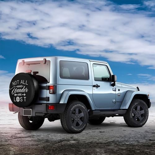 Not All Who Wander are Lost Spare Tire Cover Wheel Tire Covers Weatherproof Waterproof Wheel Tire Protector Dust-Proof Tyre Covers Universal Fit for Trailer RV SUV Camping Truck Off-Road Car 16 Inch
