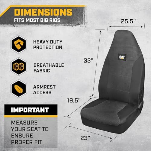 CAT™ Semi Truck Seat Covers - Universal Fit Breathable Mesh Covers for Semi Trucks, 18 Wheelers & Big Rigs - Interior Truck Accessories for Long Haul Drivers, Durable & Comfortable Design
