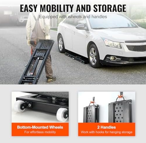 VEVOR Portable Car Lift - 7,000 LBS Capacity, 26.8" Max. Height, Heavy-Duty Carbon Steel Truck Lift with 120V Power Unit - Image 5