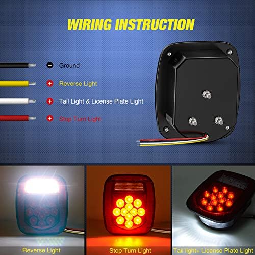 Nilight 2PCS 39 LED Combination Trailer Tail Lights, Universal Stud Mount