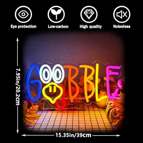 Turkey Neon Sign Thanksgiving Neon Sign for Wall Decor Dimmable Turkey LED Lights Gobble Neon Light Up Sign for Door Wall Art Window Home Party - Image 6