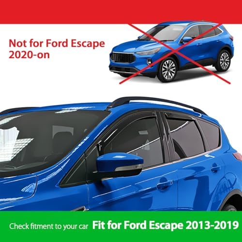 Goodyear Shatterproof in-Channel Window Deflectors for Ford Escape 2013-2019, Rain Guards, Window Visors for Cars, Vent Deflector, Car Accessories, 4 pcs - GY008477