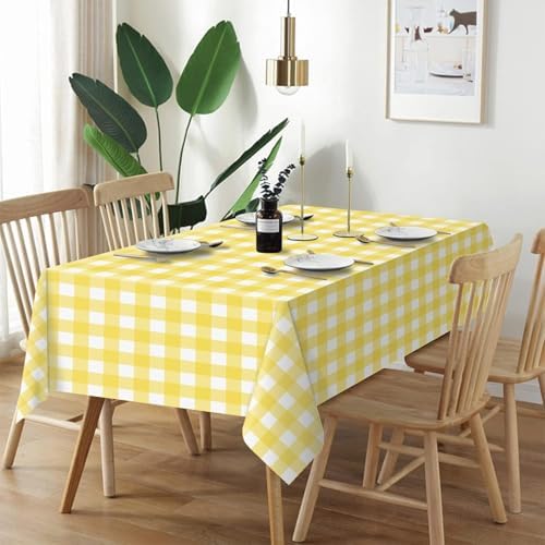 QIKSION 2 Pack Yellow Gingham Tablecloth, Yellow Checkered Table Cloths - Image 2