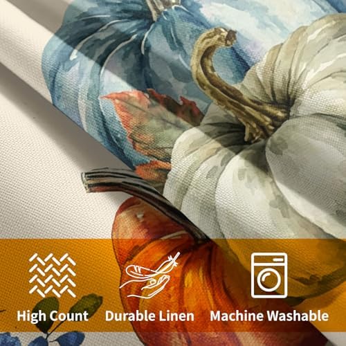 Fall Pumpkin Throw Pillow Covers 24x24 Set of 2 Thanksgiving Colorful Leaves Pillow Covers Orange Blue Pumpkin Watercolor Foliage Pillowcase for Kitchen Outdoor Couch Bedroom Living Room Decoration - Image 6