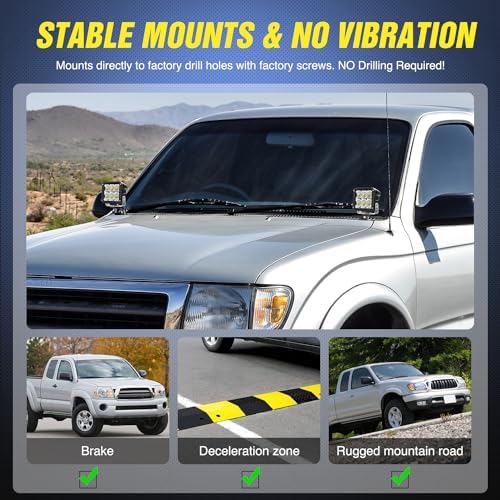 Nilight Ditch Light Brackets for Hood LED Pods on Toyota Tacoma 1995-2004