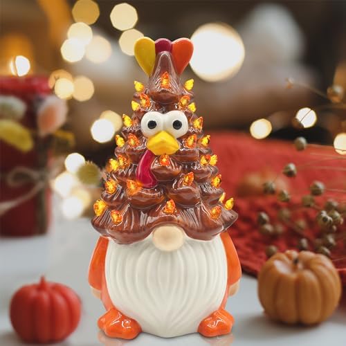 Hexagram Thanksgiving Decorations, Thanksgiving Gnomes Ceramic Tree Decor - Image 4