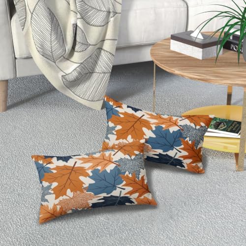 Fall Pillow Covers 12x20 Set of 2 Burnt Orange Blue Maple Leaf - Image 7