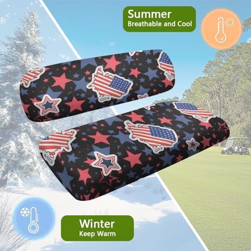 Yewatlles Golf Cart Seat Covers for Club Car Fashion Seat, Breathable Polyester Cloth Combination Appearance, No Need Detaching Armrests American Flag Star Pattern