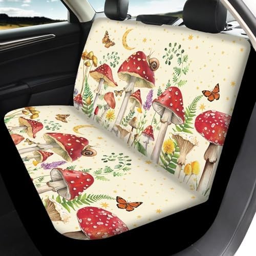 Vintage Mushroom Snail Pattern Car Accessories Car Seat Covers Front Rear Breathable Seat Covers Universal Fits for Truck, Sedan, SUV Auto Interior Protector