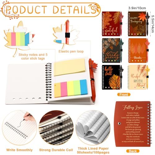 Resurhang 36 Sets Fall Thanksgiving Gifts Autumn Notebook and Ballpoint Pen - Image 2