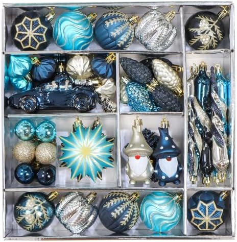 Blue and Gold Fall Christmas Ornaments for Tree Thanksgiving Decorations by Forsylvanas+Jewelry