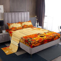 Feelyou Fall Pumpkin Bed Sheets Set King Size Thanksgiving Harvest Season Fruit Decor Sheet Set for Kids Boys Girls Decor Maple Leaf Sheets with Deep Pocket Fitted Sheet Deep Orange by Feelyou