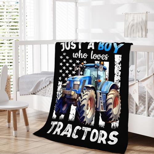 Tractor Blanket for Boys, Cute Farm Trucks Throw Blanket Gifts for Kids Teens Truck Lovers, 50x60 Inches Black Soft Flannel Car Blankets for Couch Sofa,Tractor Decor for Bedroom - Image 5
