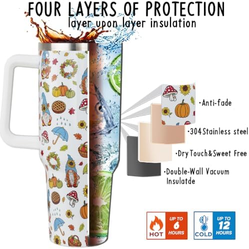 Fall Thanksgiving Tumbler 40oz Pumpkin Gnome Cup Harvest Gifts -1PCS - Image 3