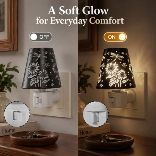 Sunflower Dragonfly Plug-In Night Light 2700K Warm White, LED On/Off Switch - Image 3