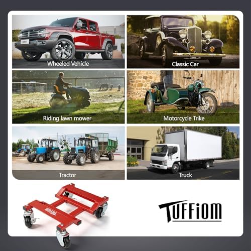 TUFFIOM Car Dolly Set of 4, Wheel Dollies, 6000LBS, Deformation-Resistant Secure V-Groove,Solid Casters Upgraded for Heavy Duty Vehicles Moving & Auto Repair, SUV, Trailers, Red - Image 7