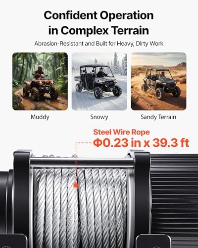 VEVOR 4500 lbs Electric Winch, 12V DC ATV/UTV Winch with Φ0.24 in x 39.4 ft Steel Wire Rope, Wireless & Wired Remote Control, IP54 Waterproof, Roller Fairlead Mount Plate for Towing ATV UTV Off-Road - Image 3