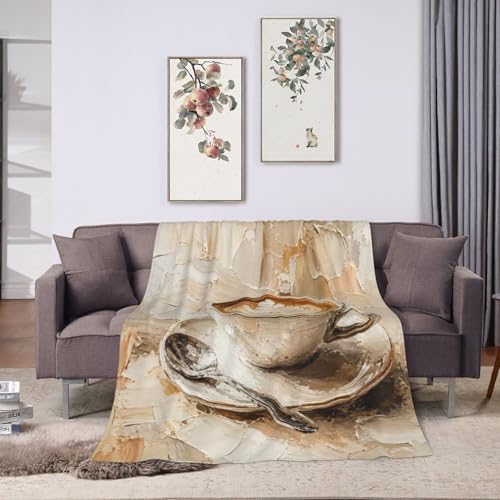 Coffee Latte Art Blanket for Women, Gifts for Girls, Aesthetic Coffee Cup Blankets for Kids, Soft Cozy Lightweight Throw for Bed Sofa Home Travel Room Decor, 60x80 Inch - Image 5
