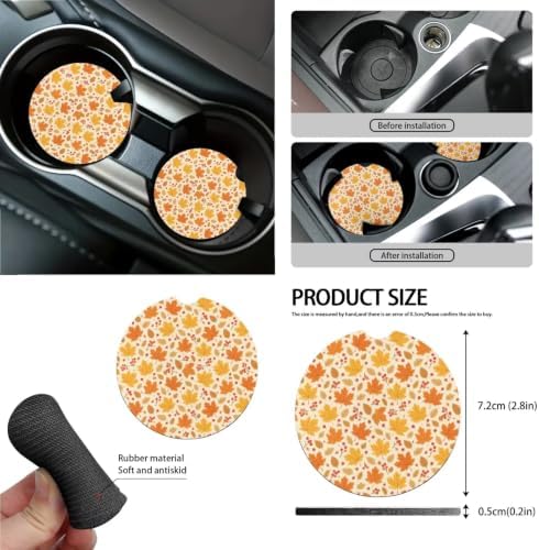 15Pcs Car Seat Cover Full Set Car Steering Wheel Cover Seat Belt Cover Trash Bin Air Vent Storage Box Front Rear View Mirror Car Cup Holder Keychain, Autumn Fall Maple Leaves