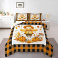 Erosebridal Fall Scarecrow Comforter Set for Kids Boys Girls Autumn Harvest Bedding Thanksgiving Pumpkins Duvet Set Black and Orange Grid Comforter Twin with 1 Pillowcase by Erosebridal