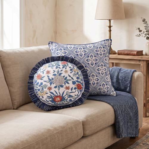 patdrea Designer Vintage Chinoiserie Throw Pillow Cover,Diameter 16" - Image 4