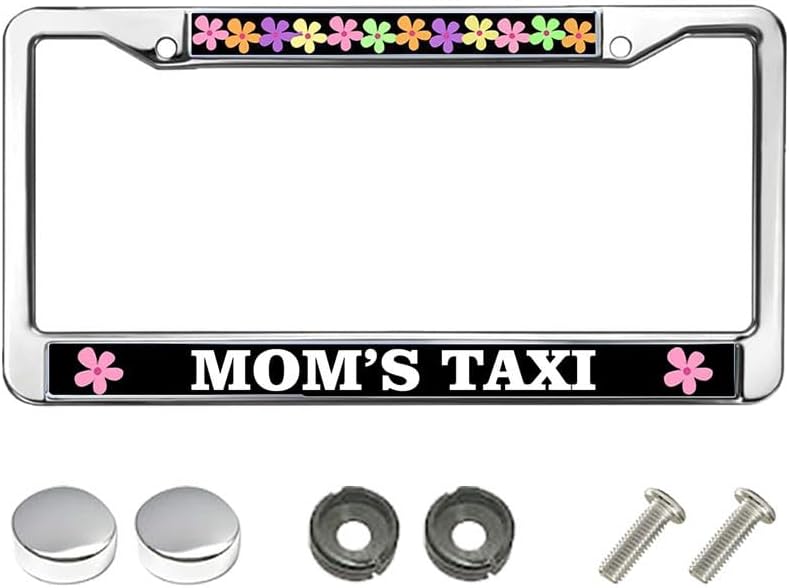 Mom's Taxi Stainless Steel Car Licence Plate Covers License Plate Frame for Women Wife Mom