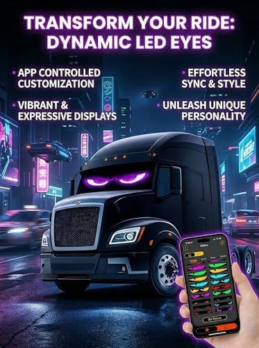 2 Pack Devil Eyes Light for Cars, LED Car Sign Windshield Display, Truck Decoration Programmable Matrix Remote/App Control, Custom Text/GIFS for Sedans, SUVs, Trucks, 14"x4"