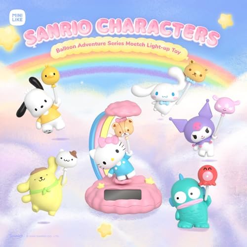 Sanrio Blind Box Light Up Absorption Movable Swing Toy Hello Kitty Kuromi Cinnamoroll Pochacco Hangyodon Pompompurin Balloon Adventure for Home Car Decor Birthday Gifts, Whole Set, 6PCS - Image 2