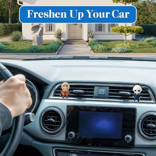 GENANY 3D Resin 2Pcs Horror Car Air Freshener Vent Clip, Hand Painted Mask