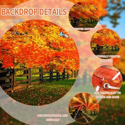Fall Garage Door Cover Banner Decorations Backdrop 7x16ft Large Thanksgiving Autumn Maple Leaves Fence Photo Backdrop Nature Photography Background Garage Door Banner Portrait Photo Studio Props - Image 2