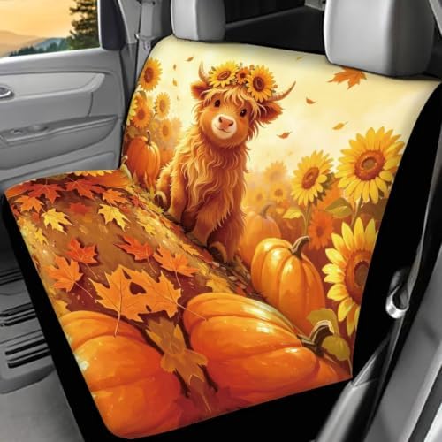 Sunflower Cow Cars Backseat Covers,Seat Cushion for Rear Seat Non-Slip Car Seat Covers,Auto Car Vehicle Long Rear Bench Seat Cover Protective Cushion Mat