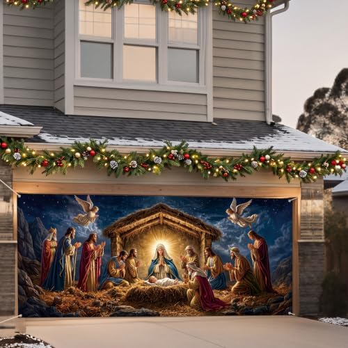 Preboun Christmas Nativity Scene Garage Door Banner 7 x 16 ft Holy Family - Image 6